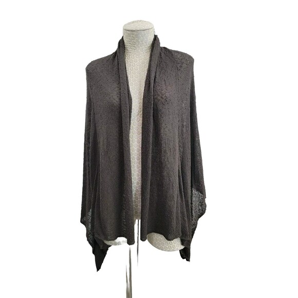 Anne Klein OS Sheer Chocolate Brown Shrug Wrap Sweater Cardigan Knit Lightweight - Picture 1 of 13